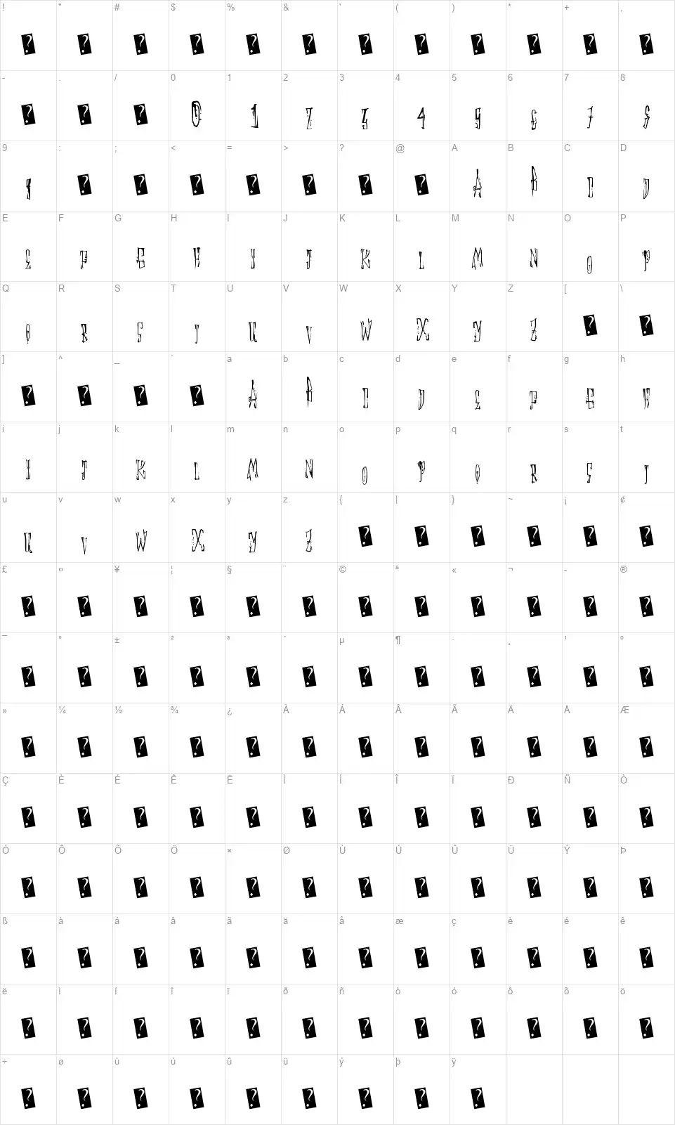 Animal Crackerfont character map