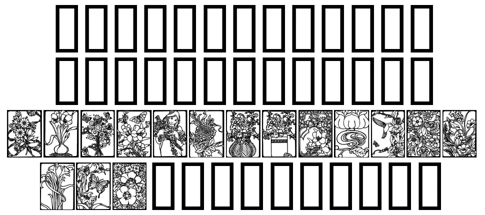 Art Nouveau Flowersfont specimens
