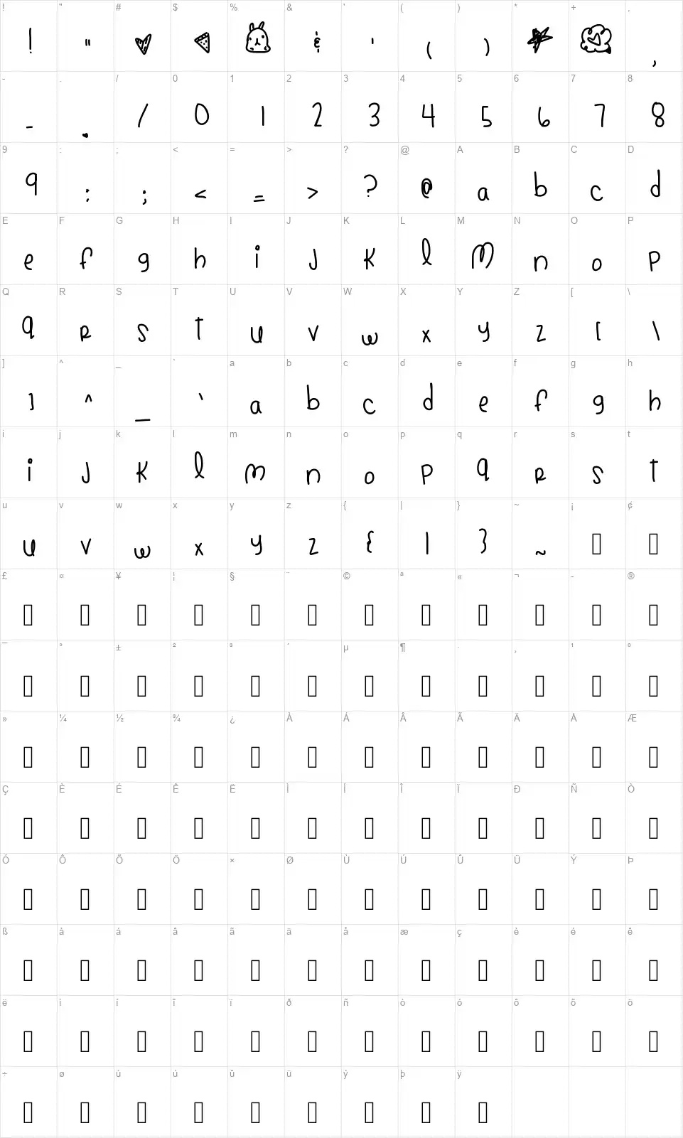 Bands Make Her Dancefont character map