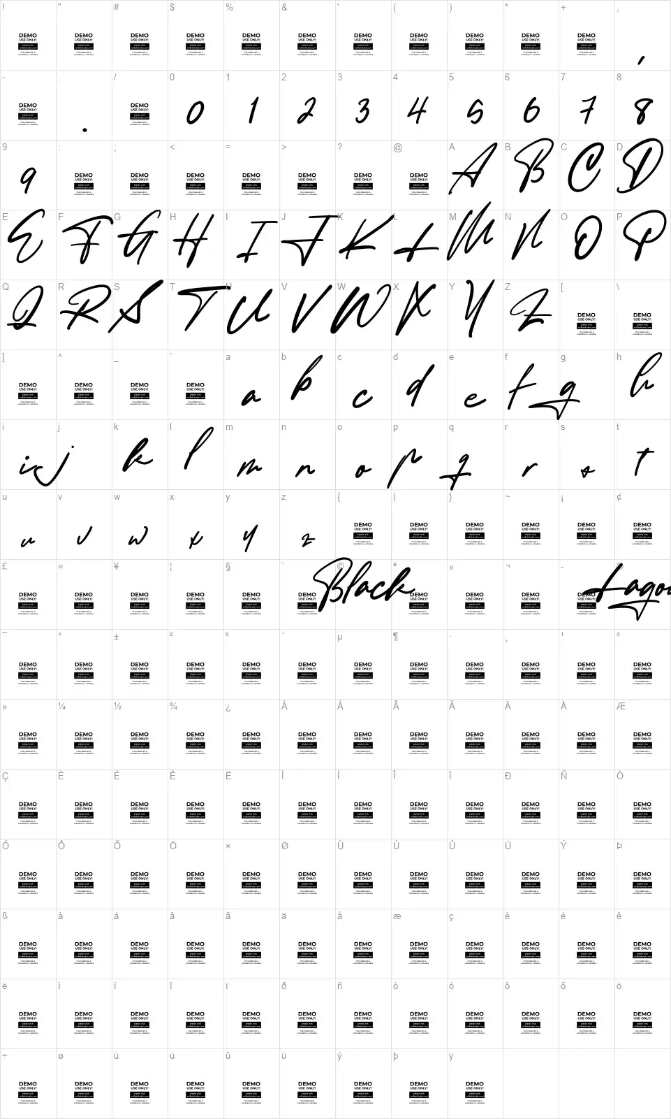 Black Lagoonfont character map