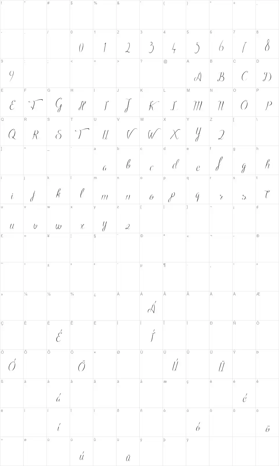 Black Olivesfont character map