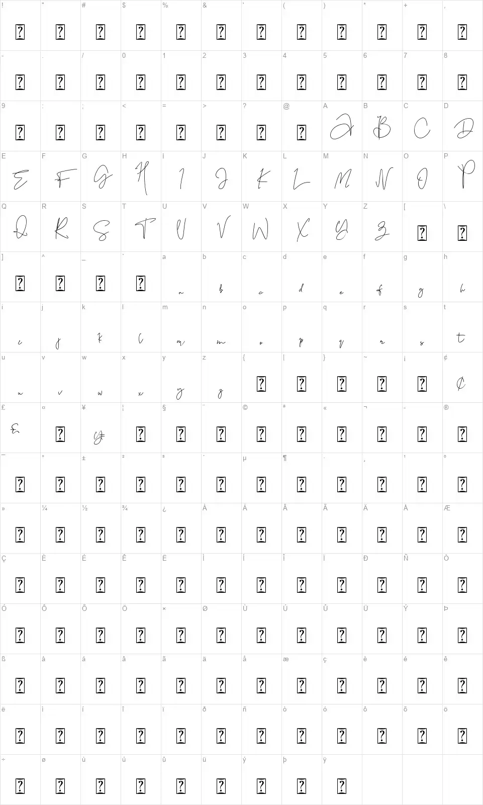 Black Pink Summerfont character map