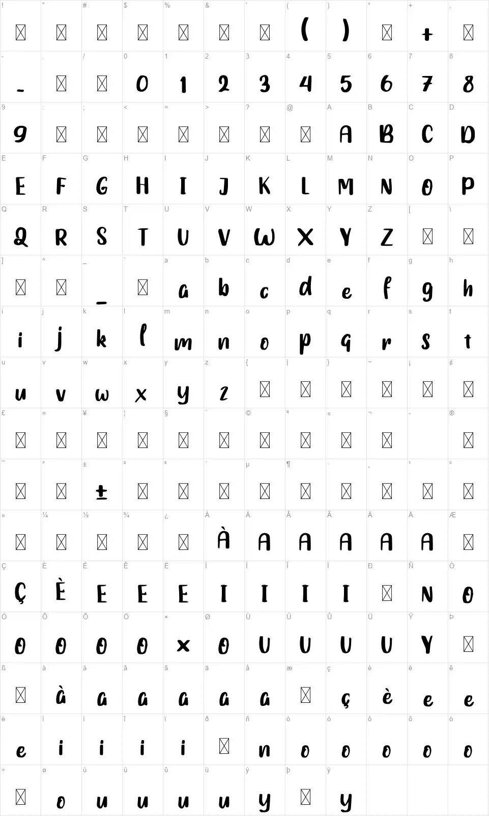 Blayer Charlesfont character map