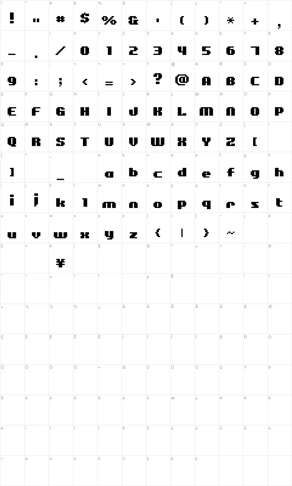 BM Figarofont character map