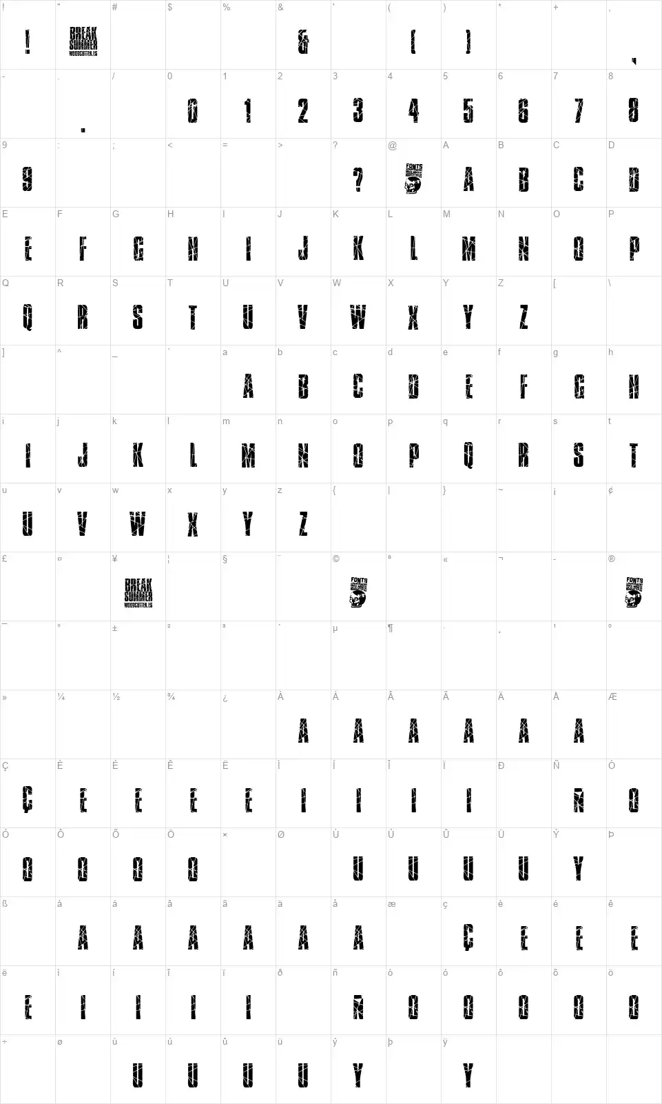 Break Summerfont character map