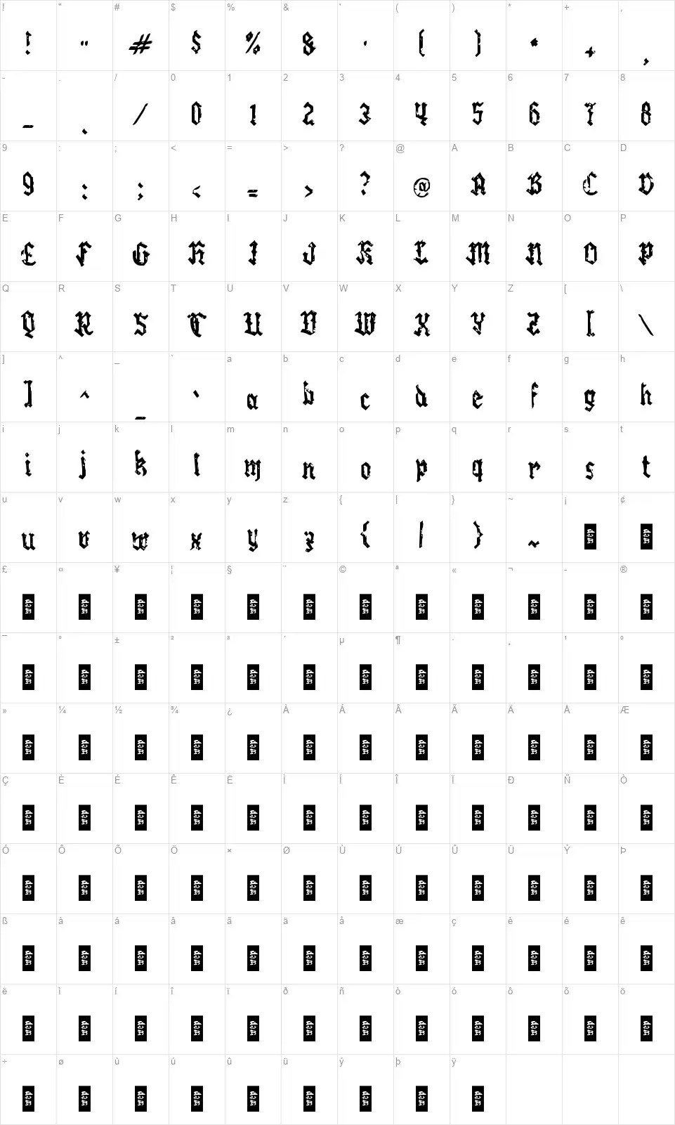 c Camat Eselon IIIfont character map