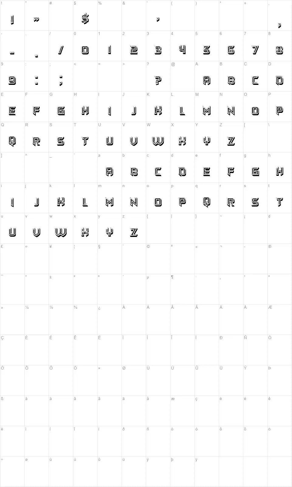 Calamitafont character map