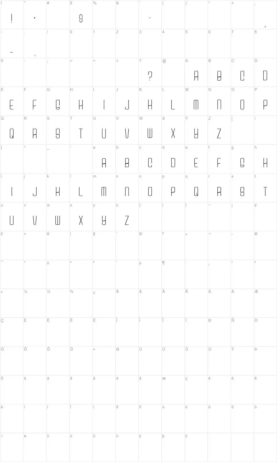 Carson Sansfont character map