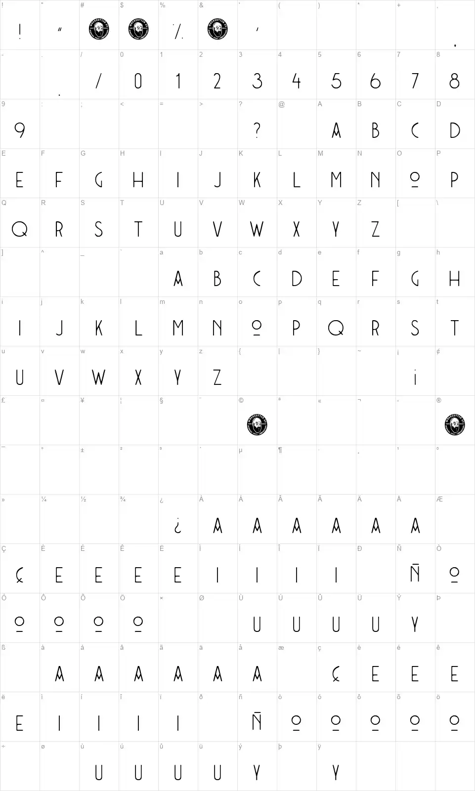 Casino Madridfont character map
