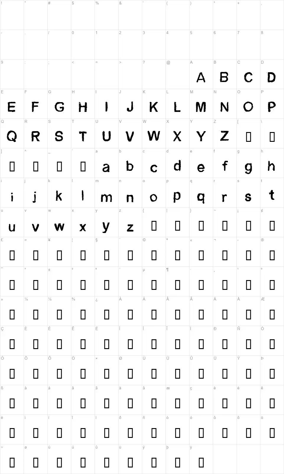 CF Blackboardfont character map