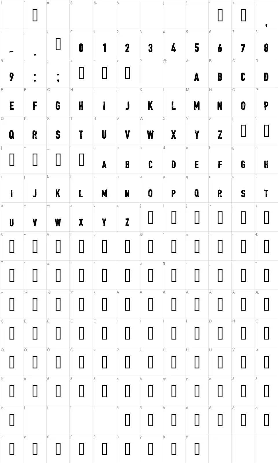 CF Jacques Parizeaufont character map