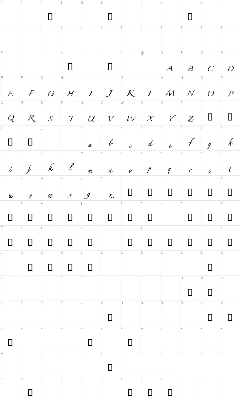 CF My Best Friendfont character map