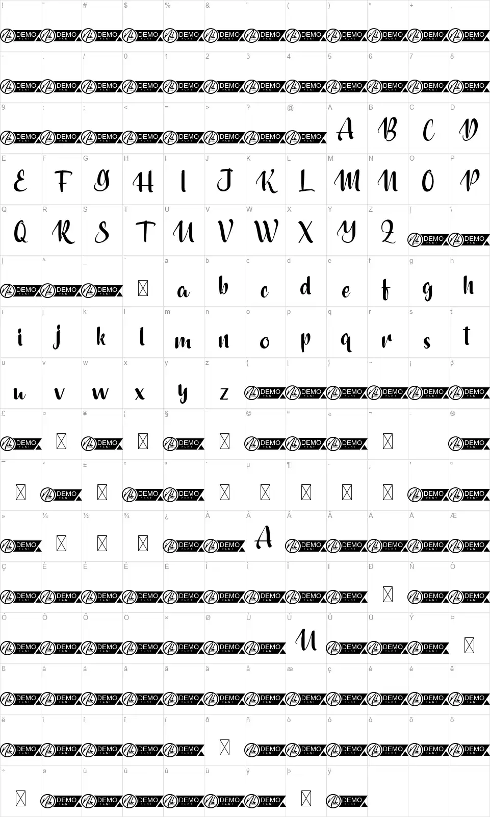 Charly Jamesfont character map