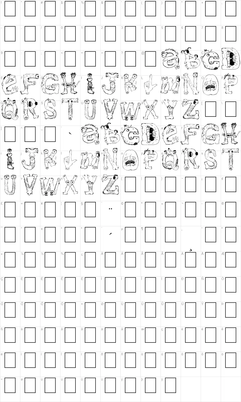Chi fontfont character map
