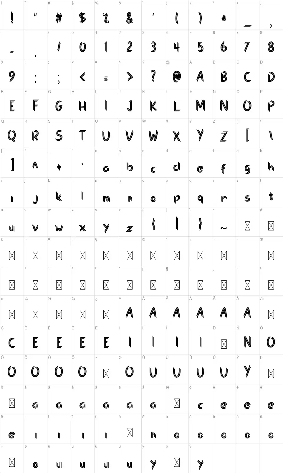 Christmas Monogramfont character map