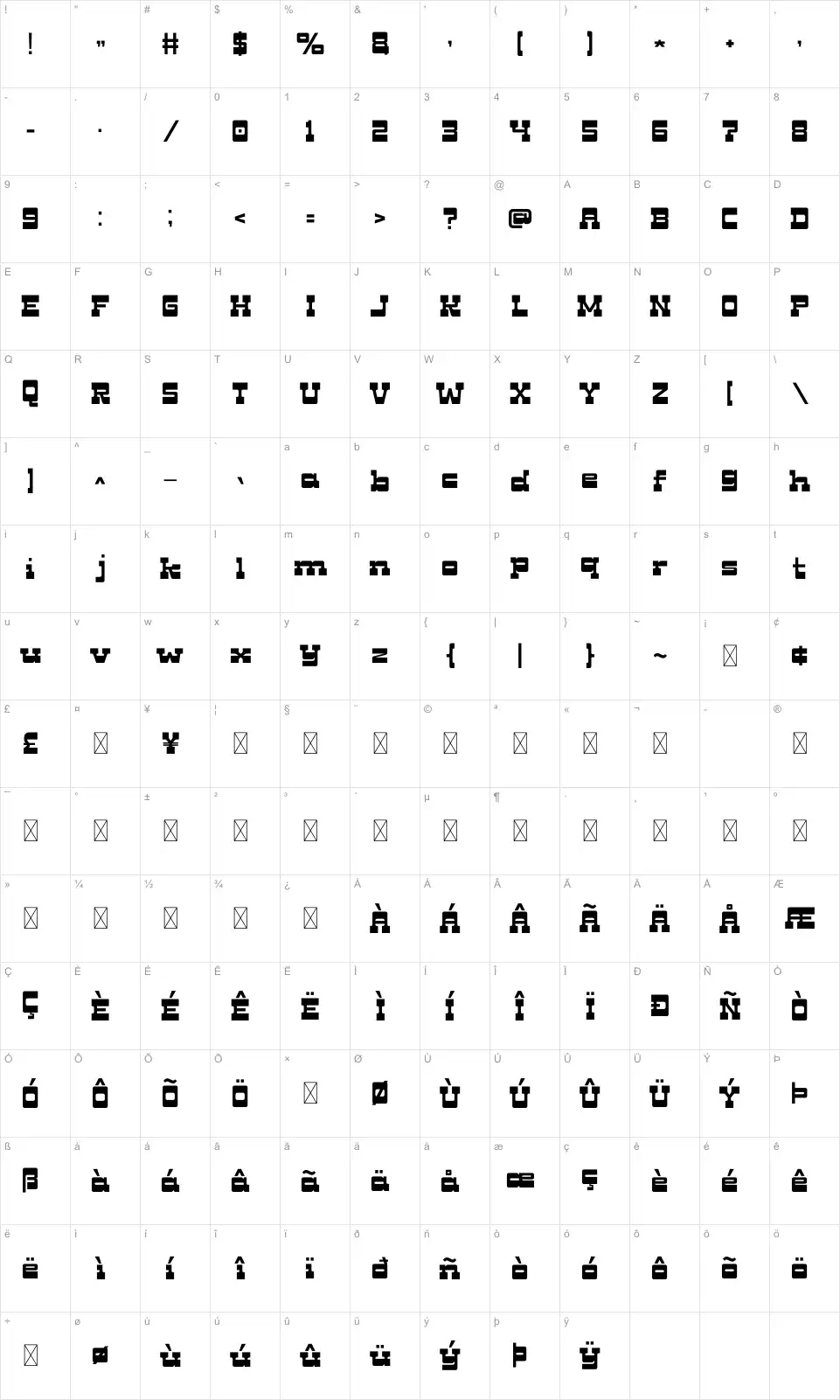 Circlofont character map