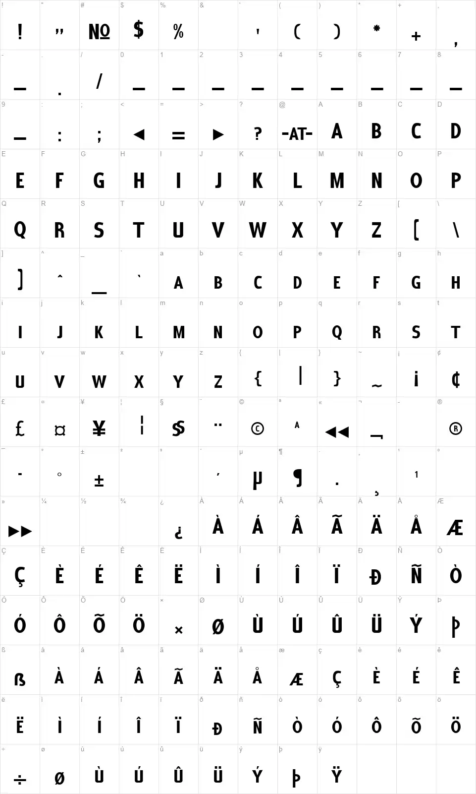 Coffee Shopfont character map
