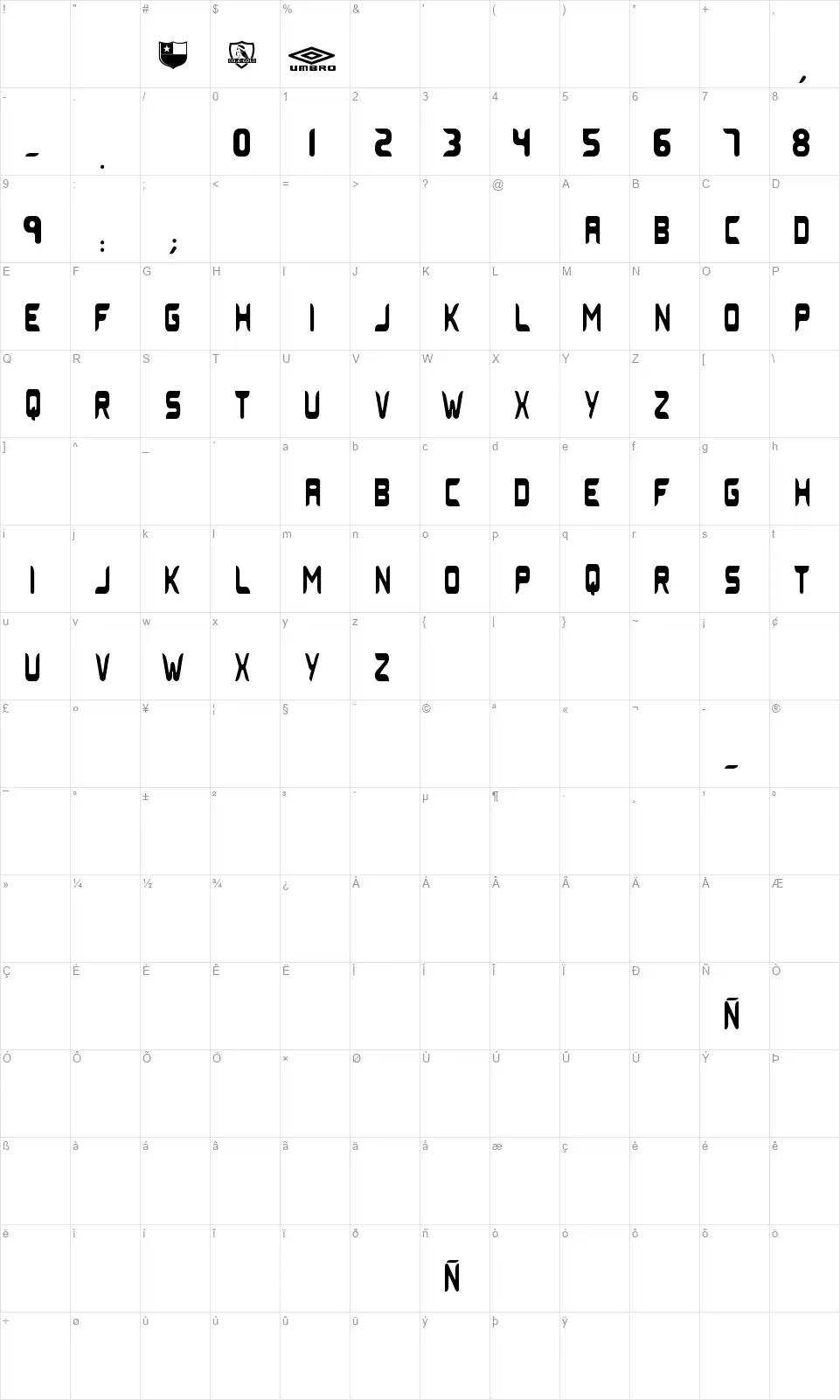 Colo Colo Umbro 2006font character map