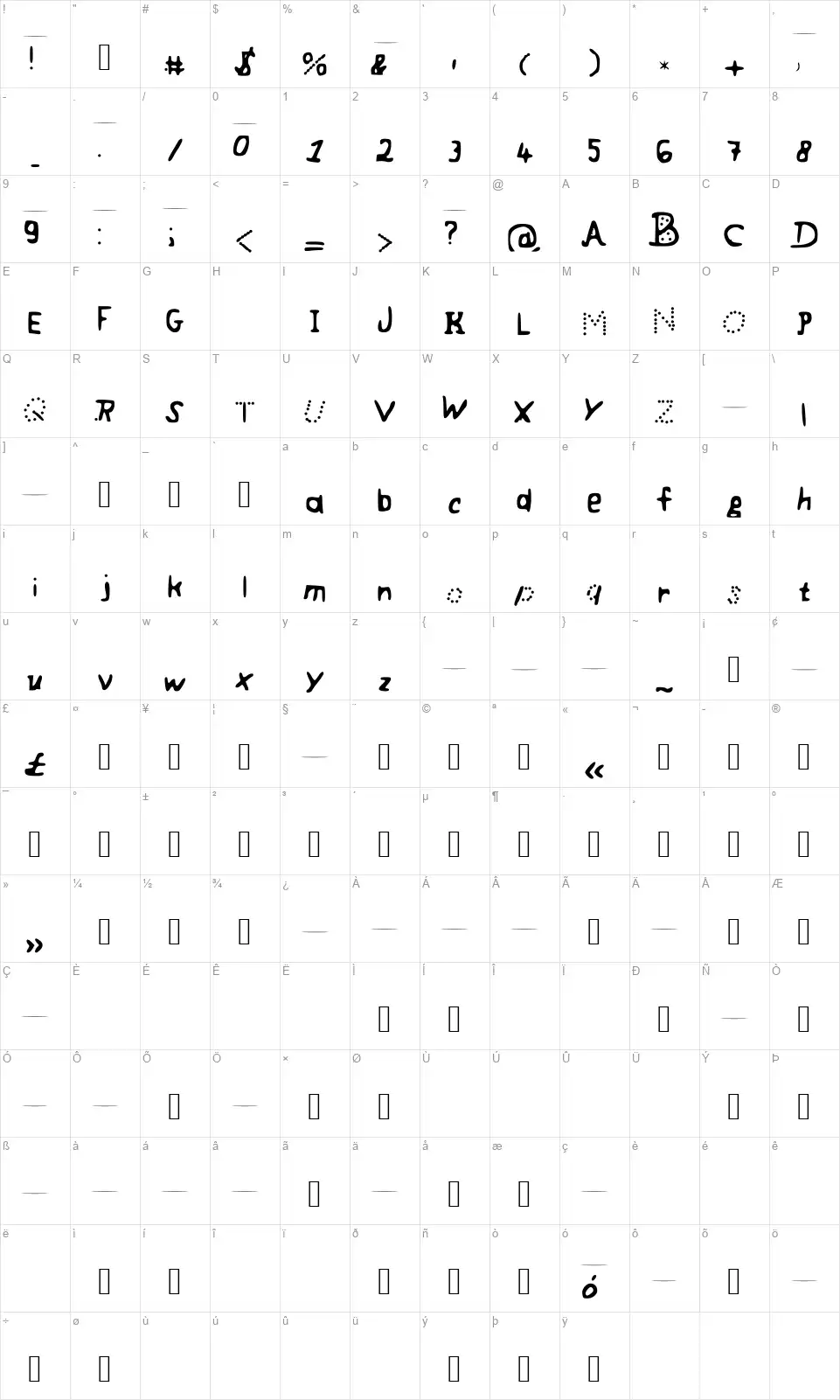 Cooly Fontfont character map