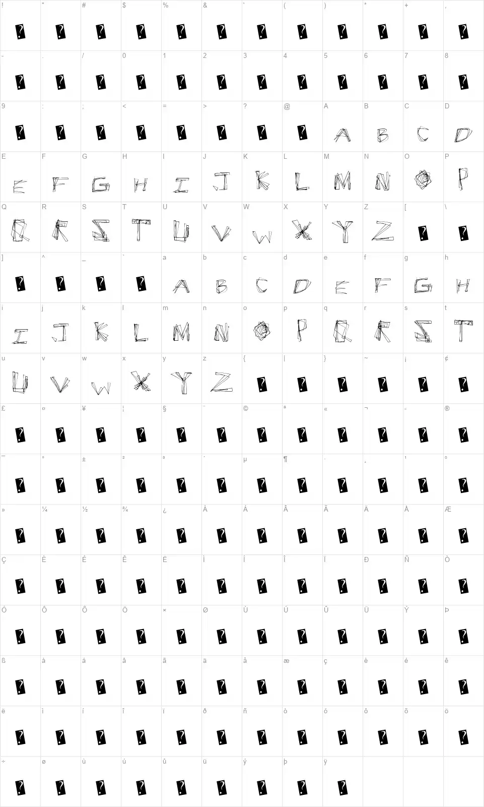 CrackSnacksfont character map