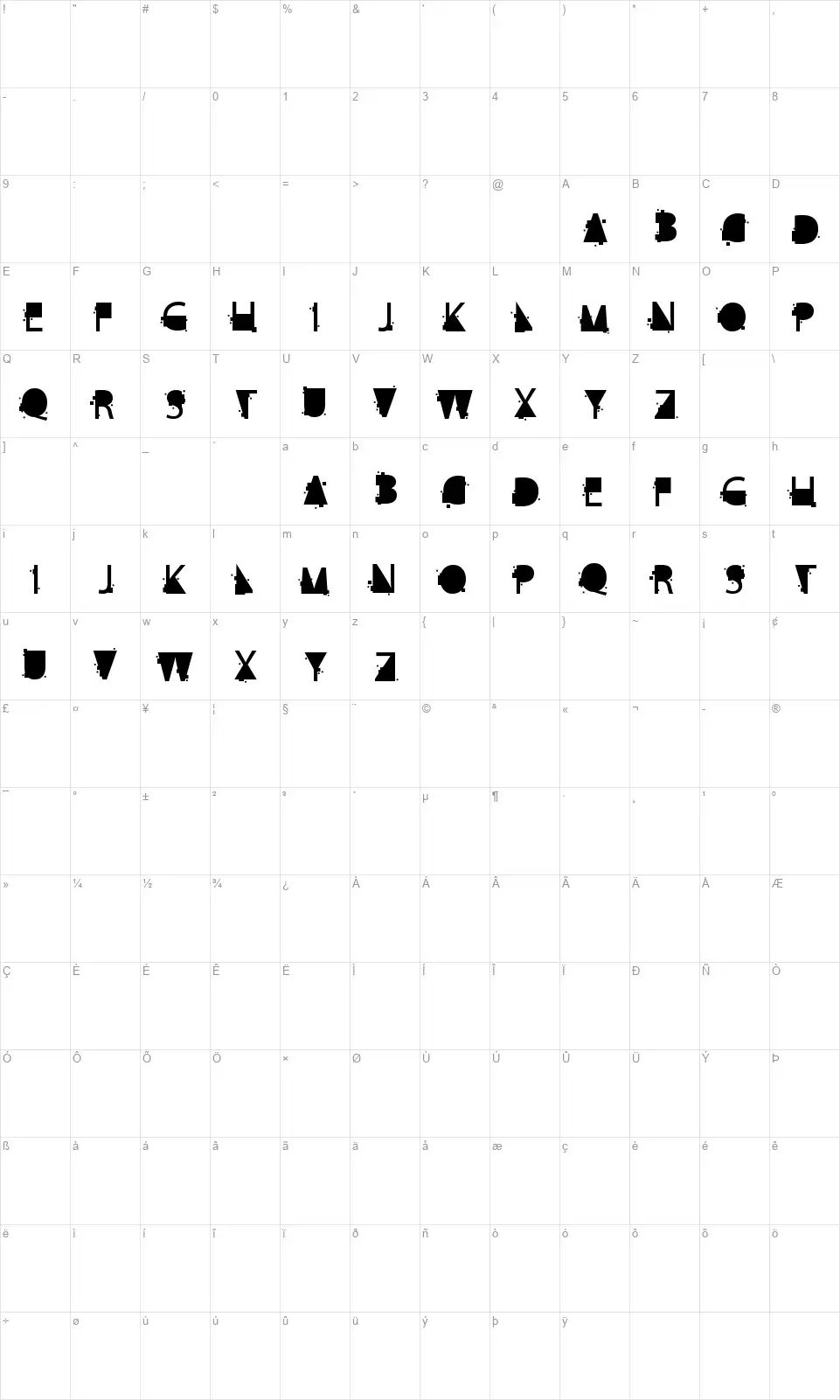 Cube Kilafont character map