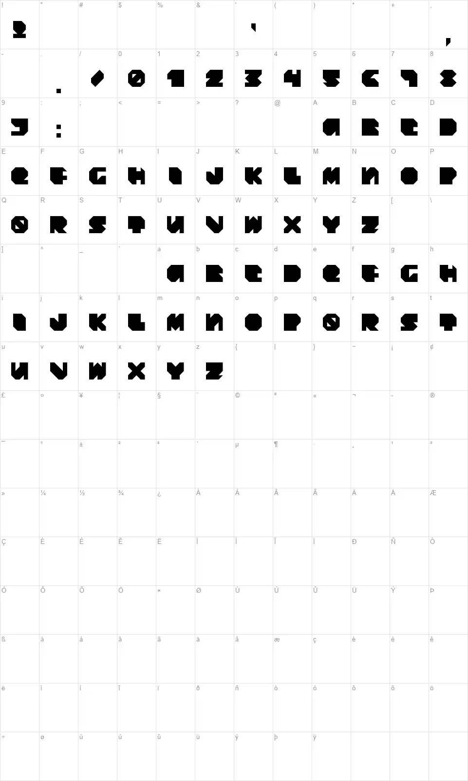 Daydream Dailyfont character map