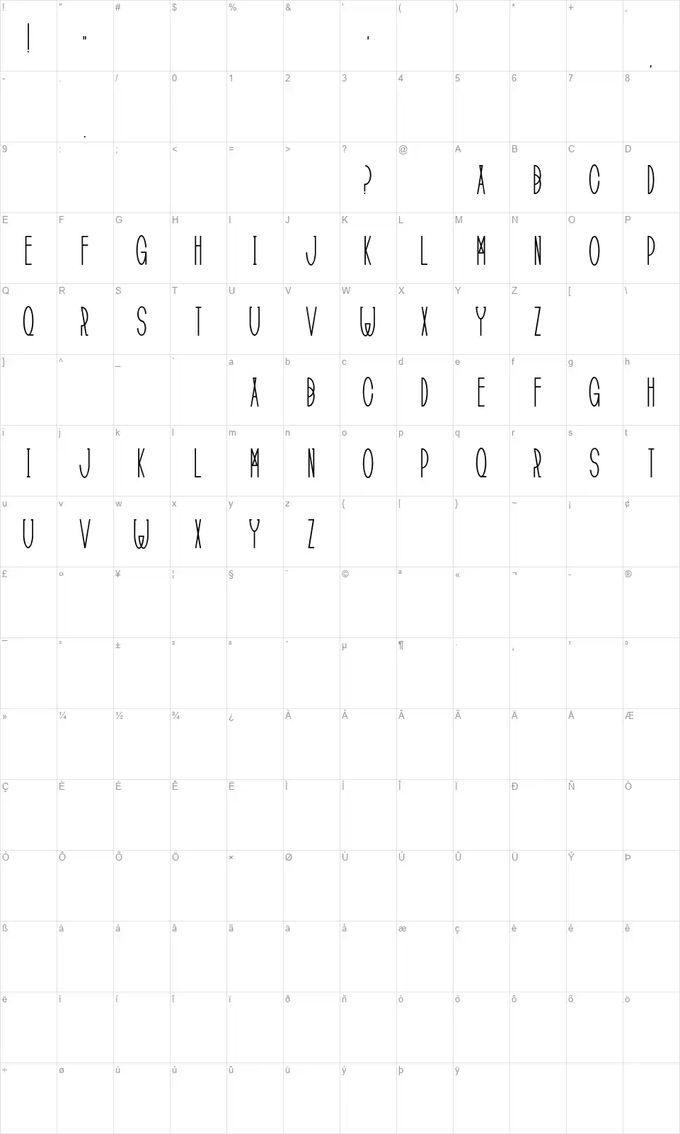 Dill Francisfont character map