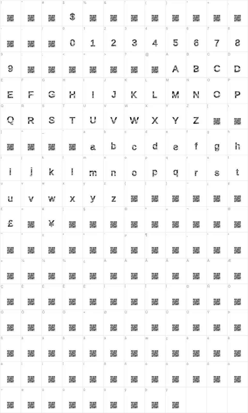 Disco Frescafont character map