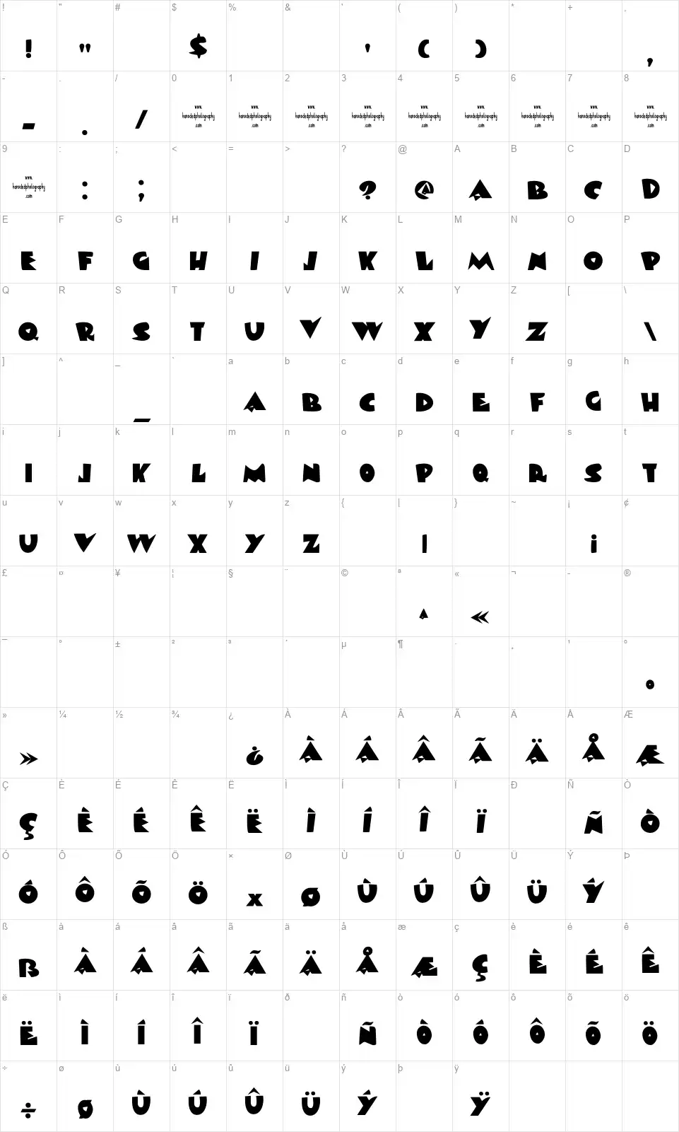 DK Viareggiofont character map