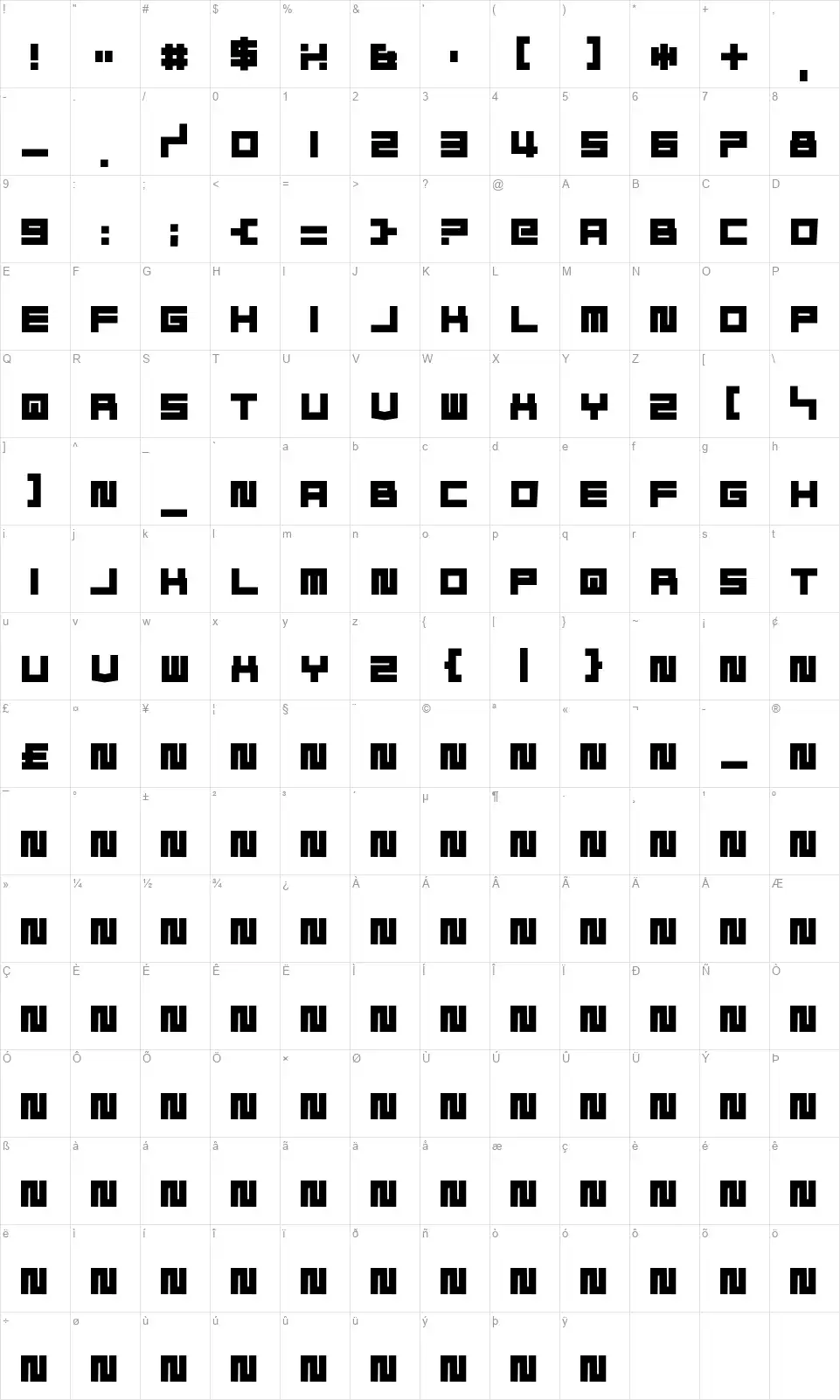 Don't Waste That Napkinfont character map