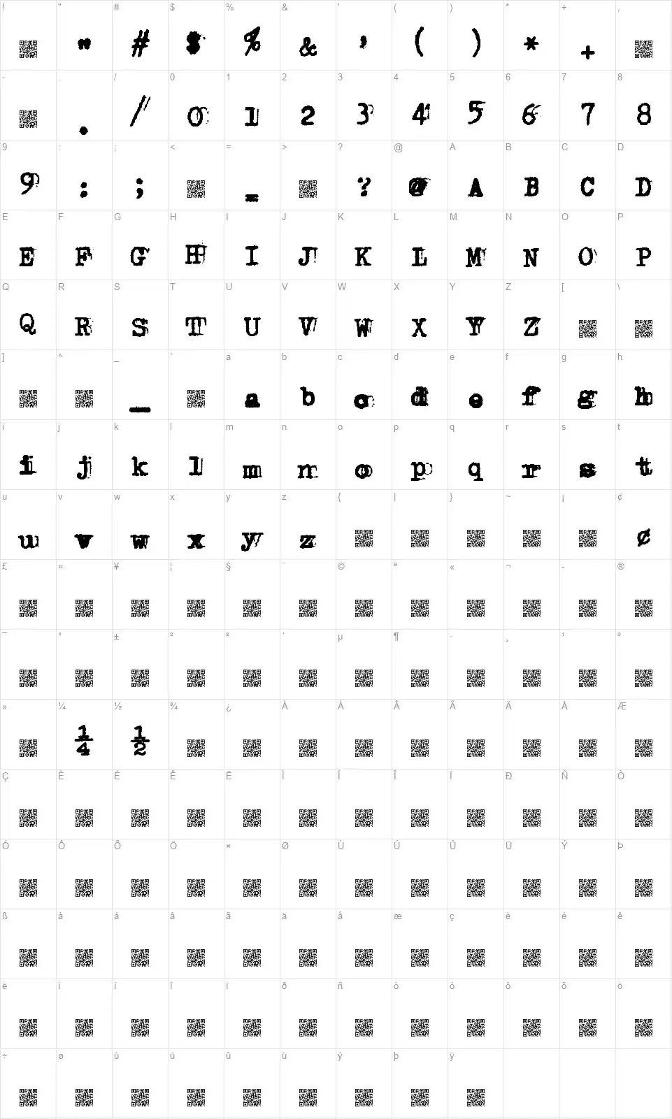 Double Studiofont character map