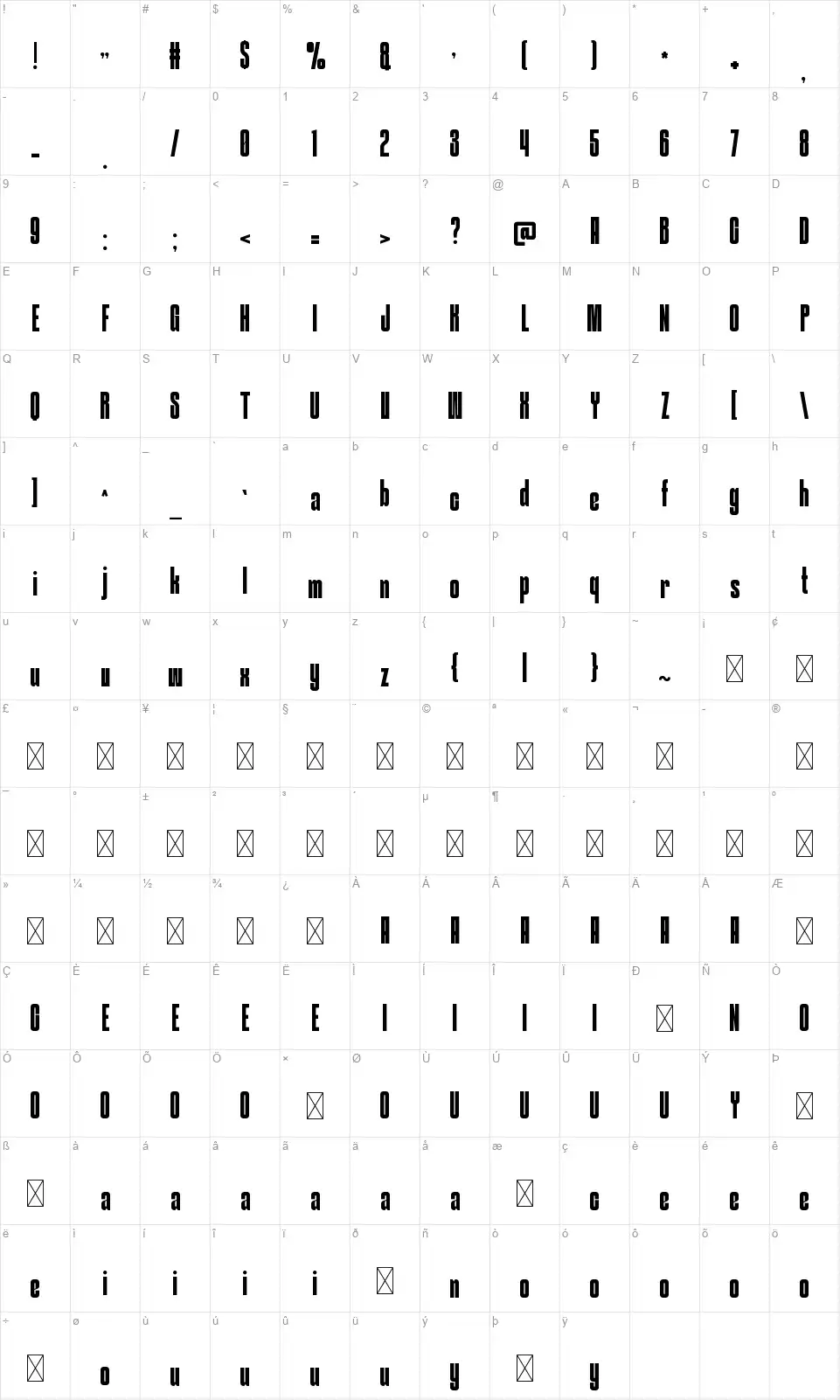 DROGONfont character map