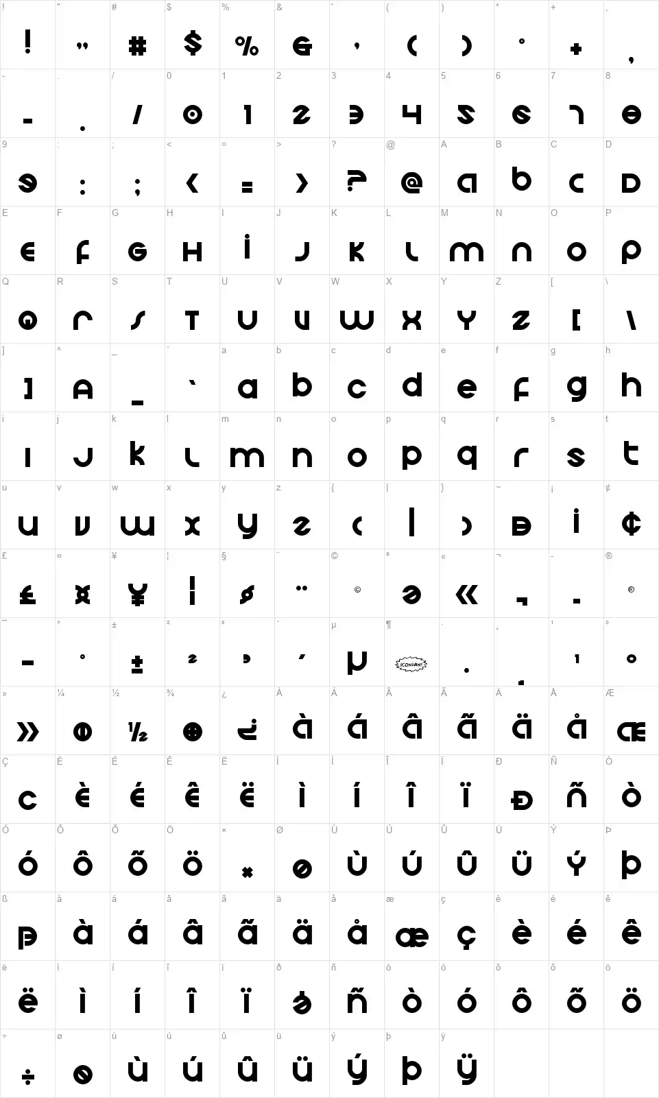 Echo Stationfont character map