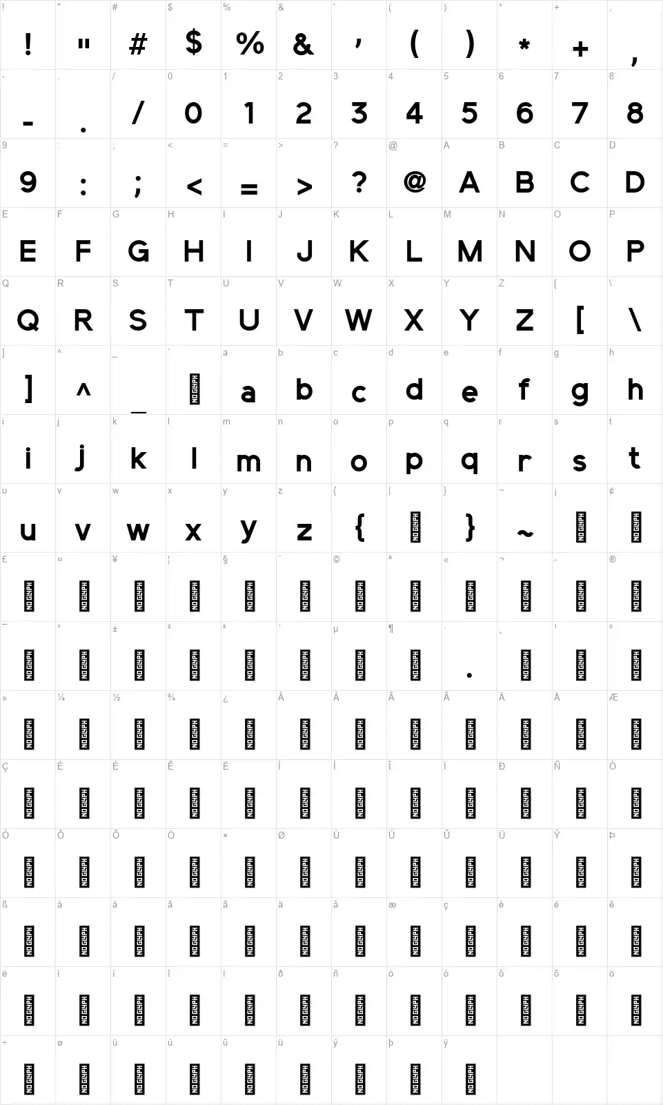 Elliot Sansfont character map