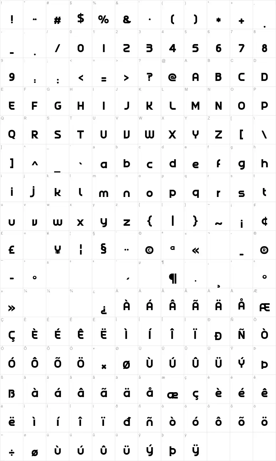 Extended CWfont character map