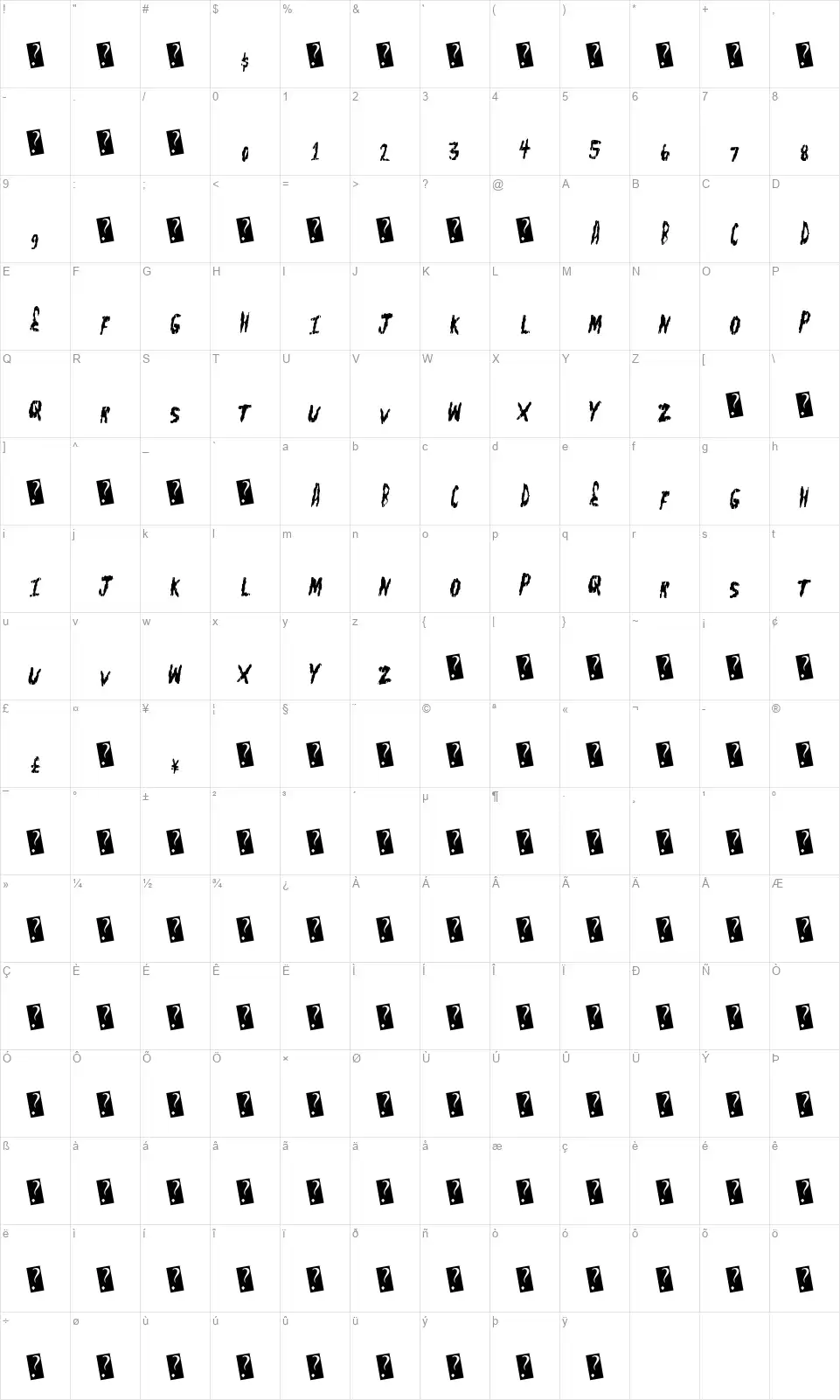 Flesh Shopfont character map