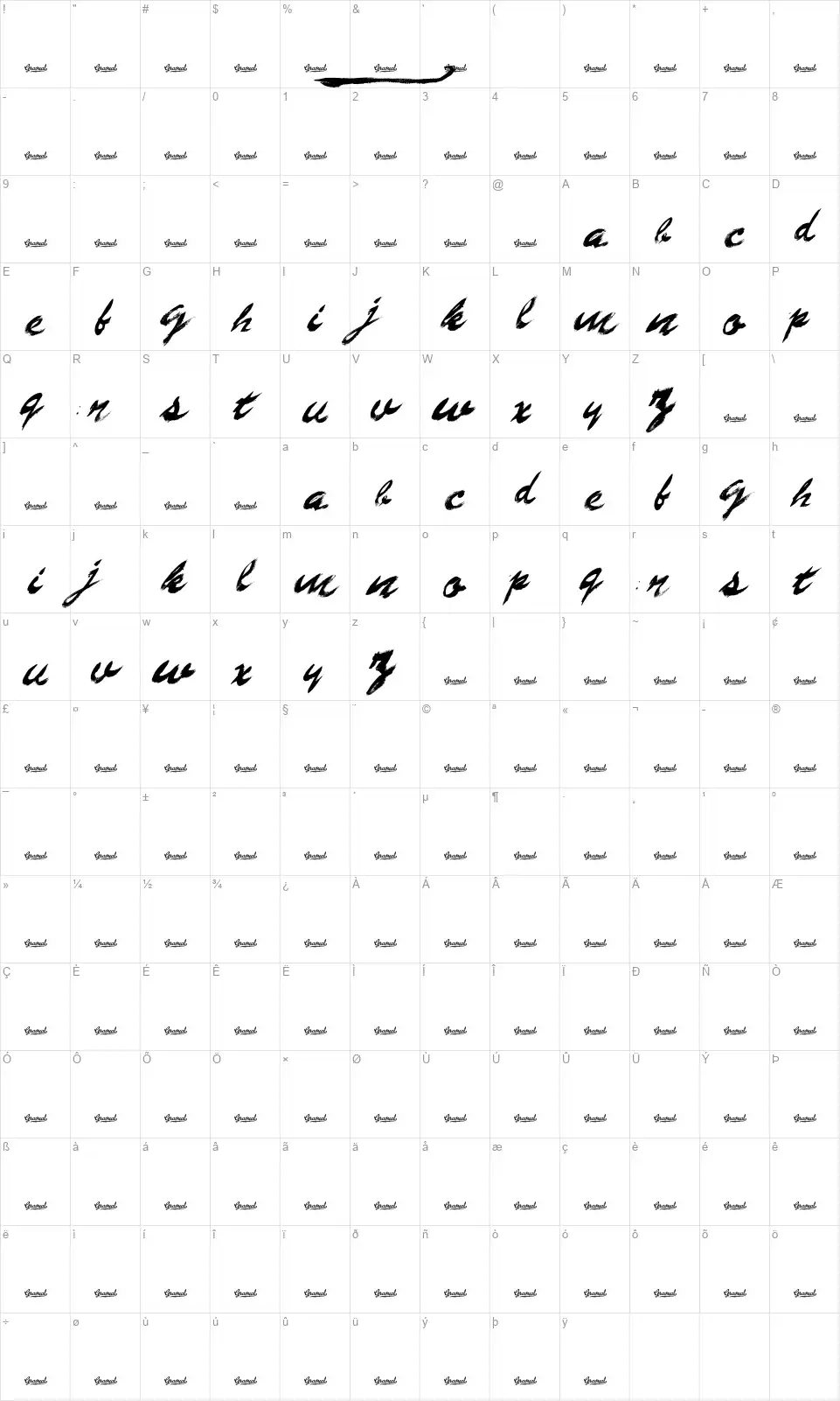 Gasolinefont character map