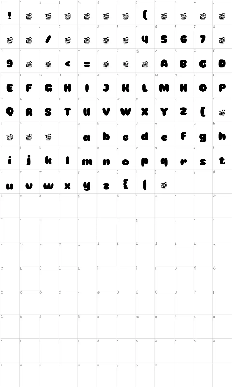 Gecanfont character map