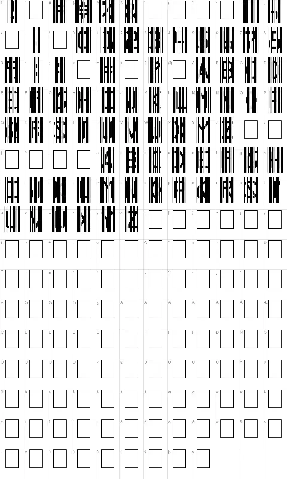 Ghost Codefont character map
