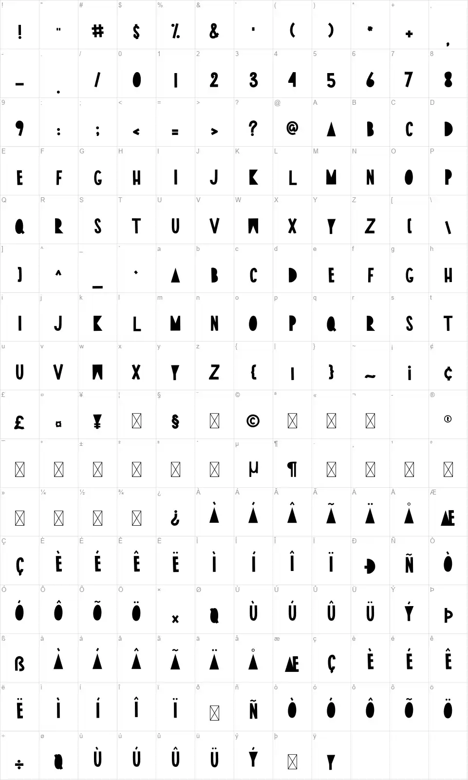 Goes To Japanfont character map