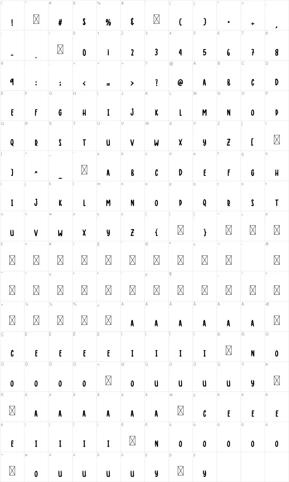 Good Moodfont character map