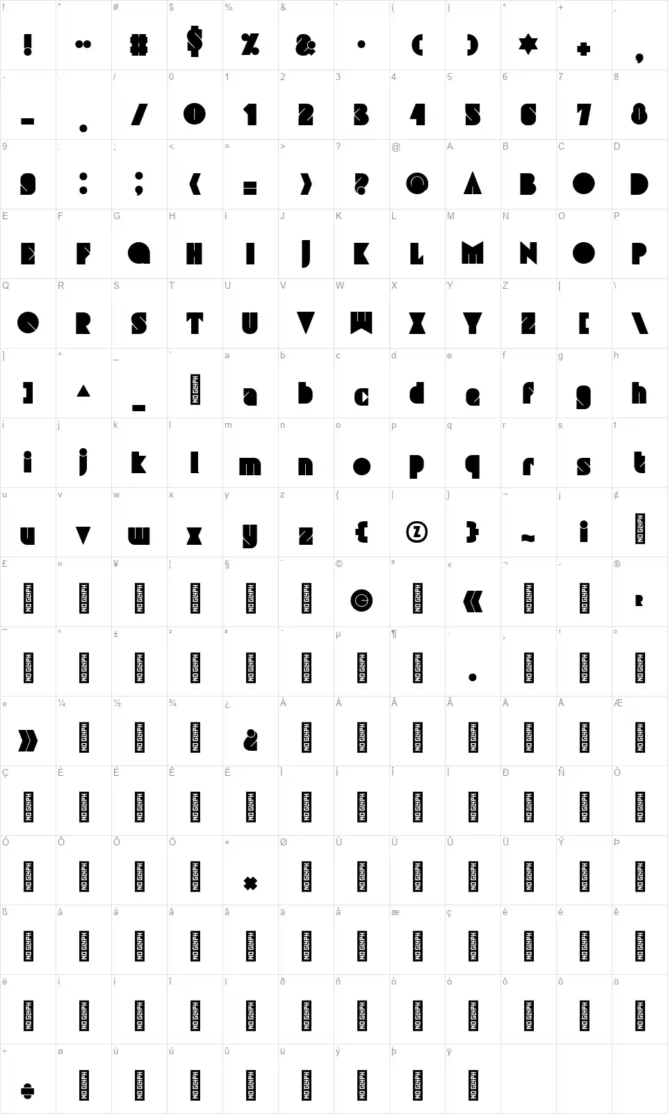 Grafika Type.3 Mappa dei caratteri Grafika Type.3font character map
