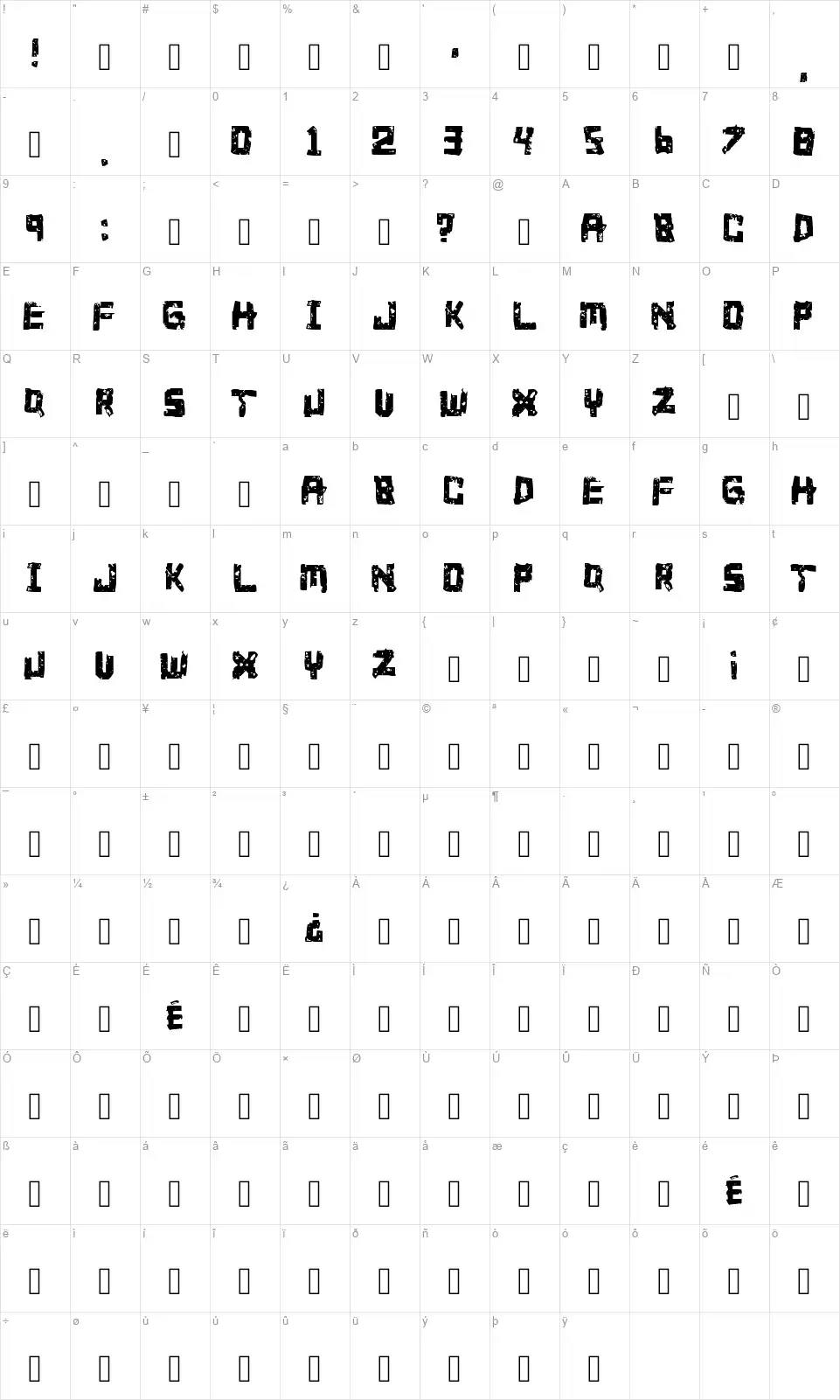 Green Day 21 Glyphsfont character map