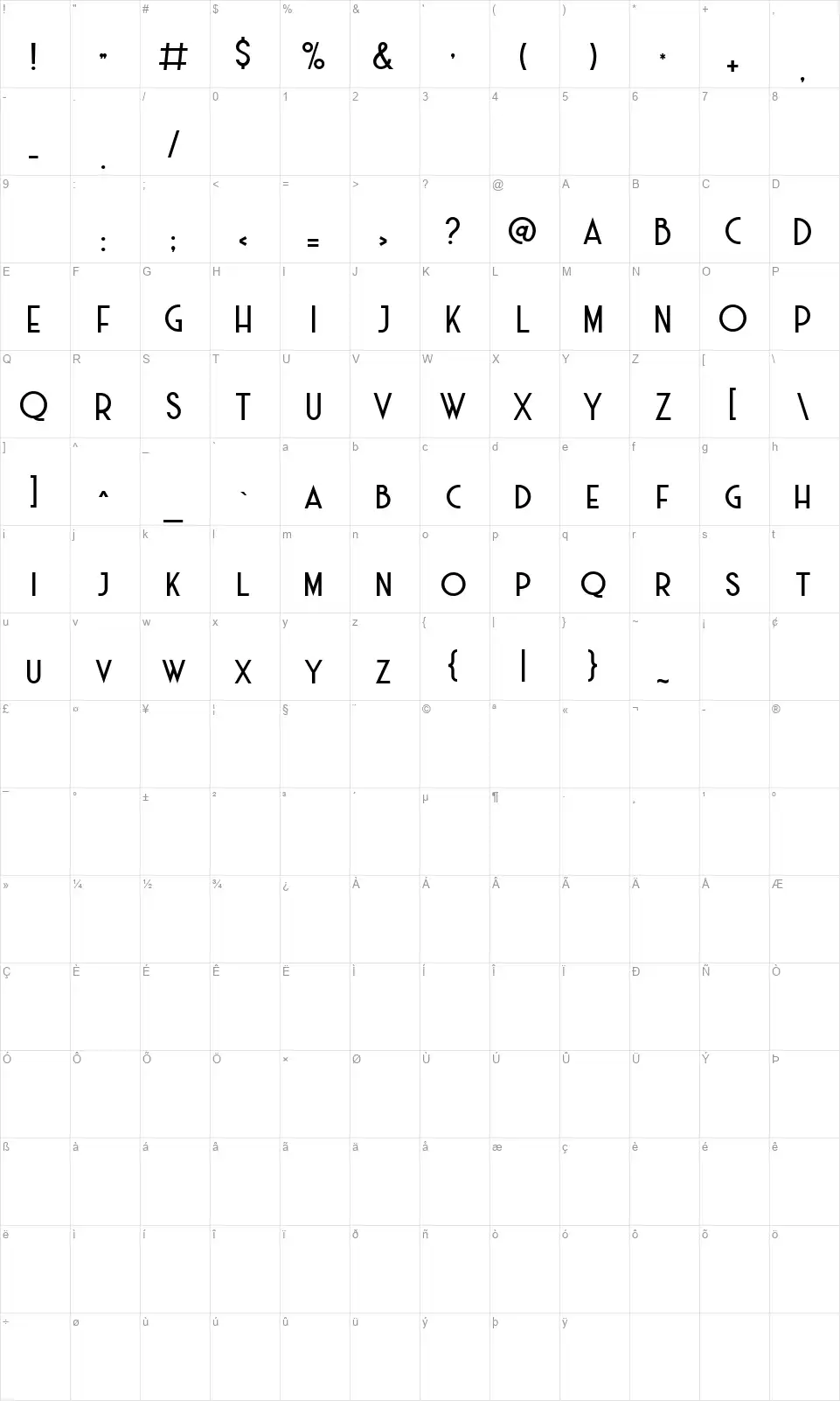 Haarlem Decofont character map