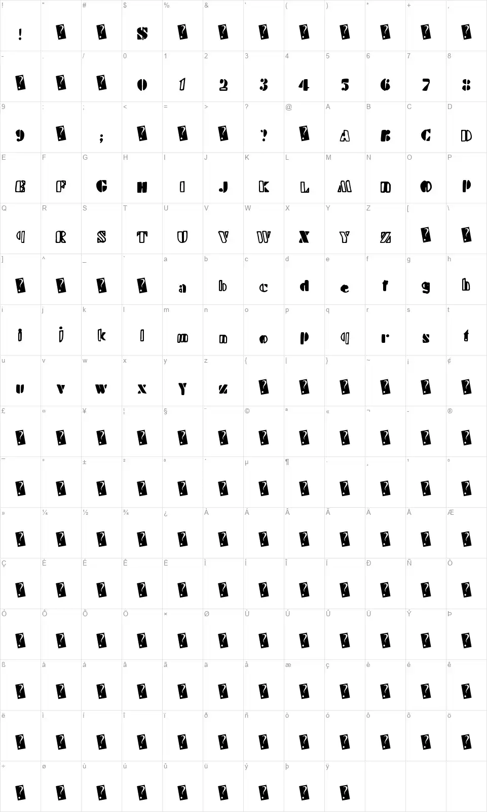 Handy Stencilfont character map