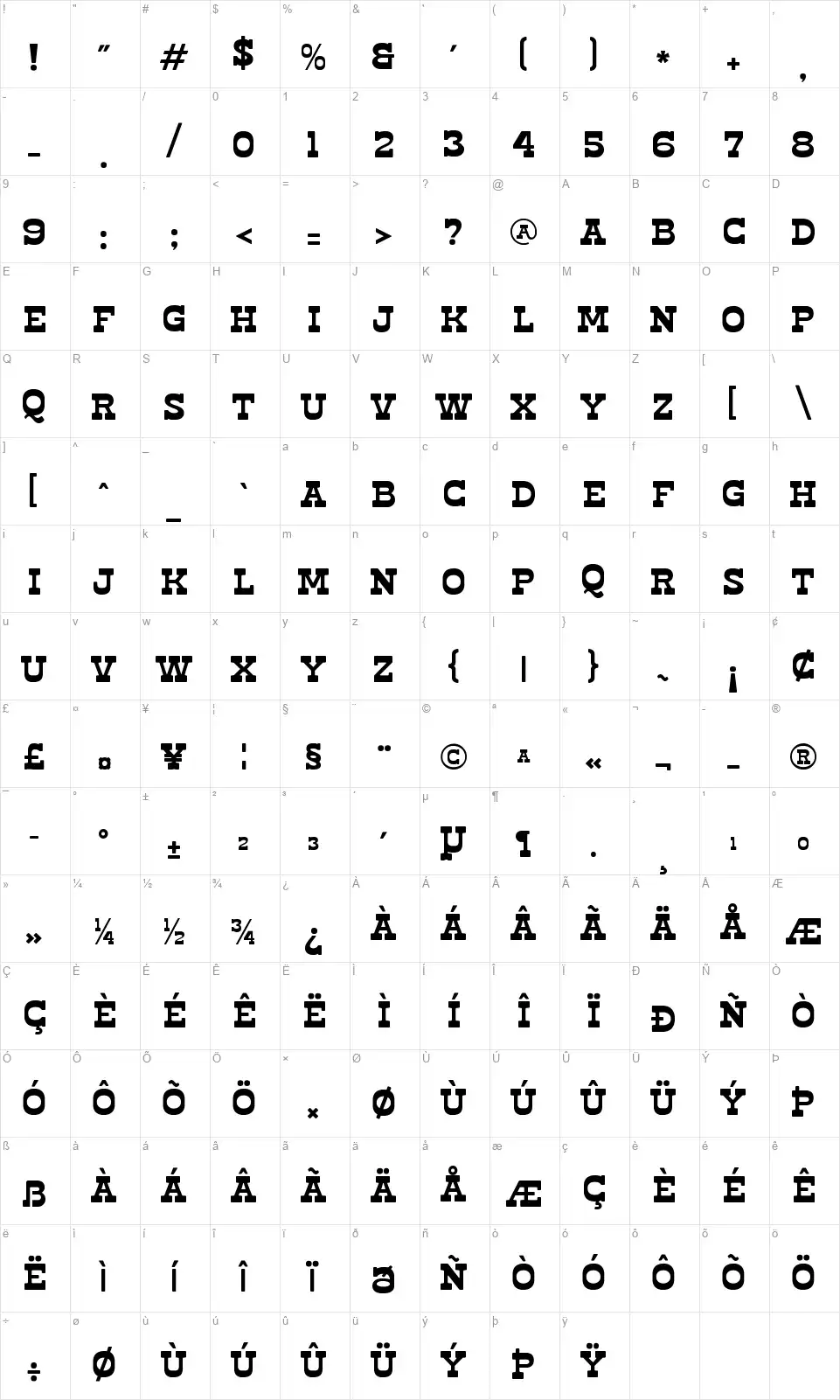 Haose Rodekofont character map