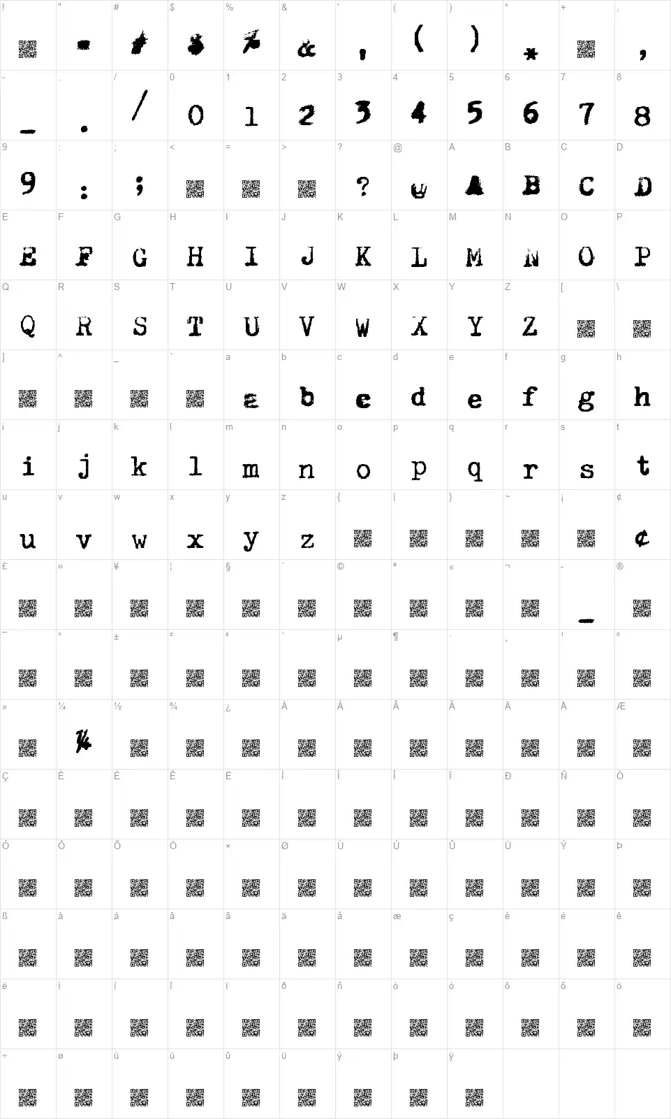 Hermes Rocketfont character map