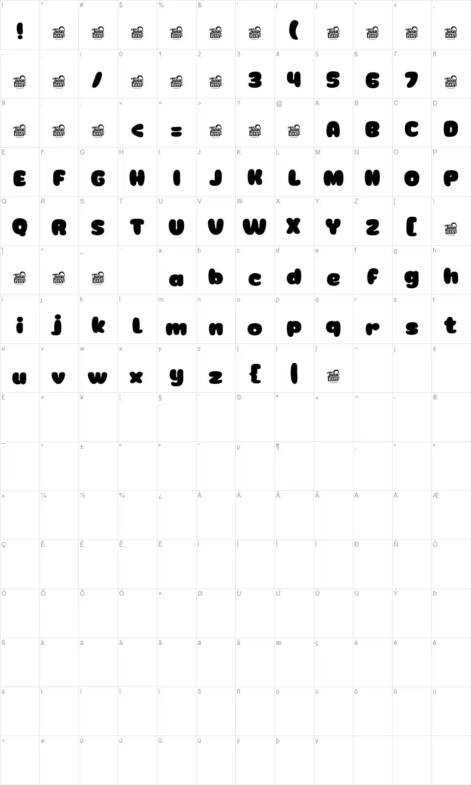Heycazfont character map