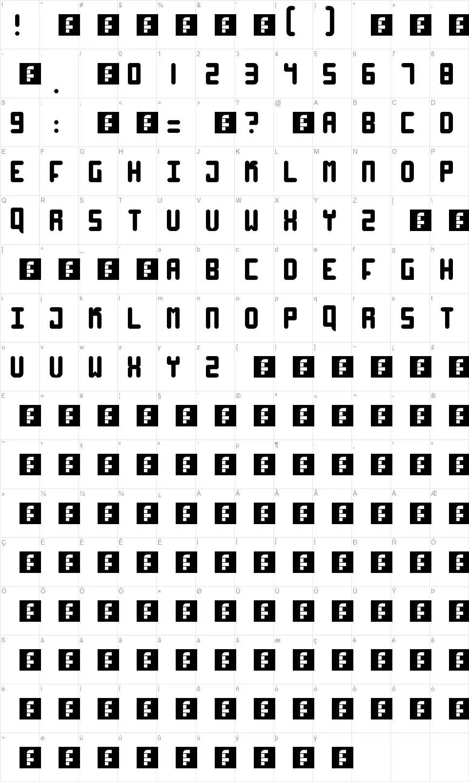 High 4font character map