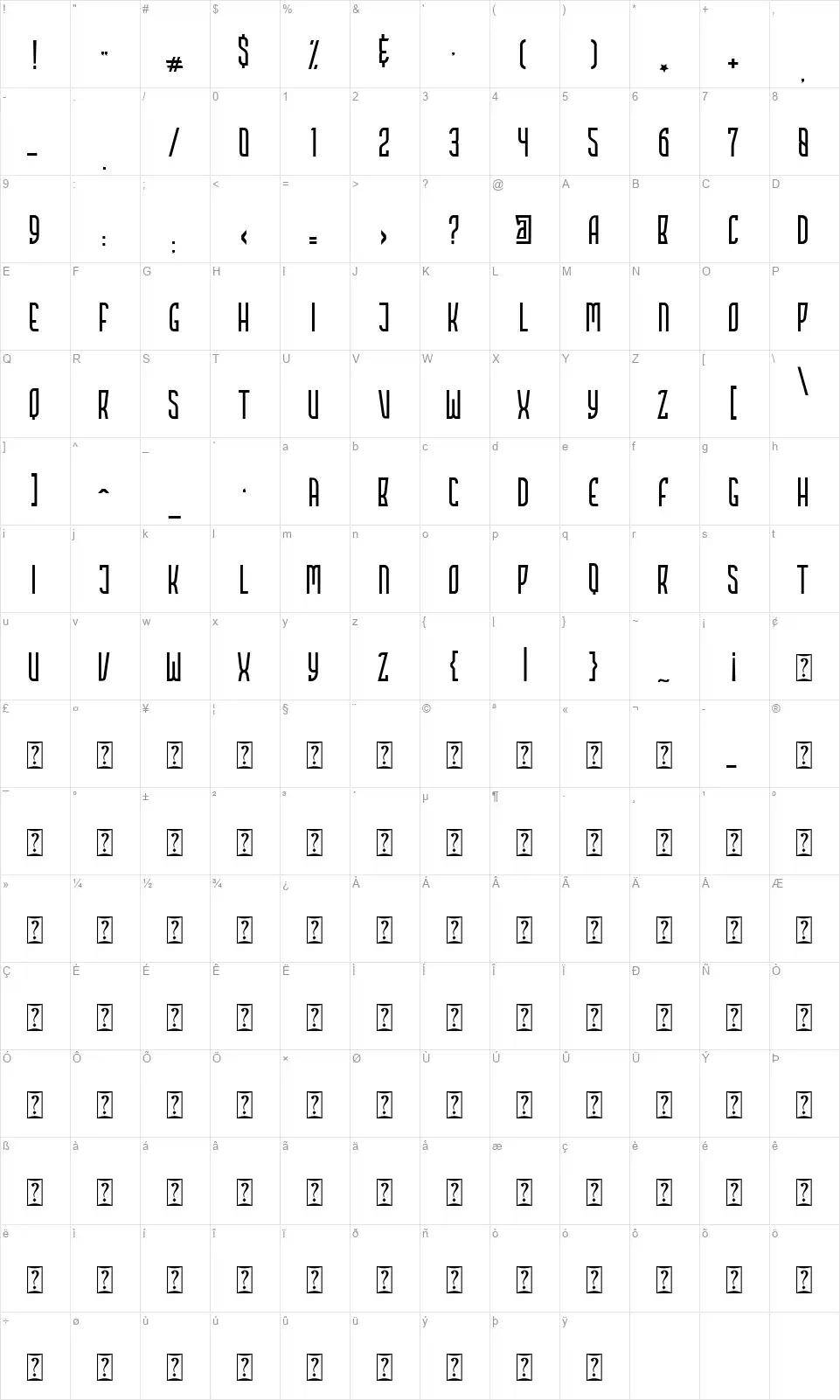 Highstoriesfont character map